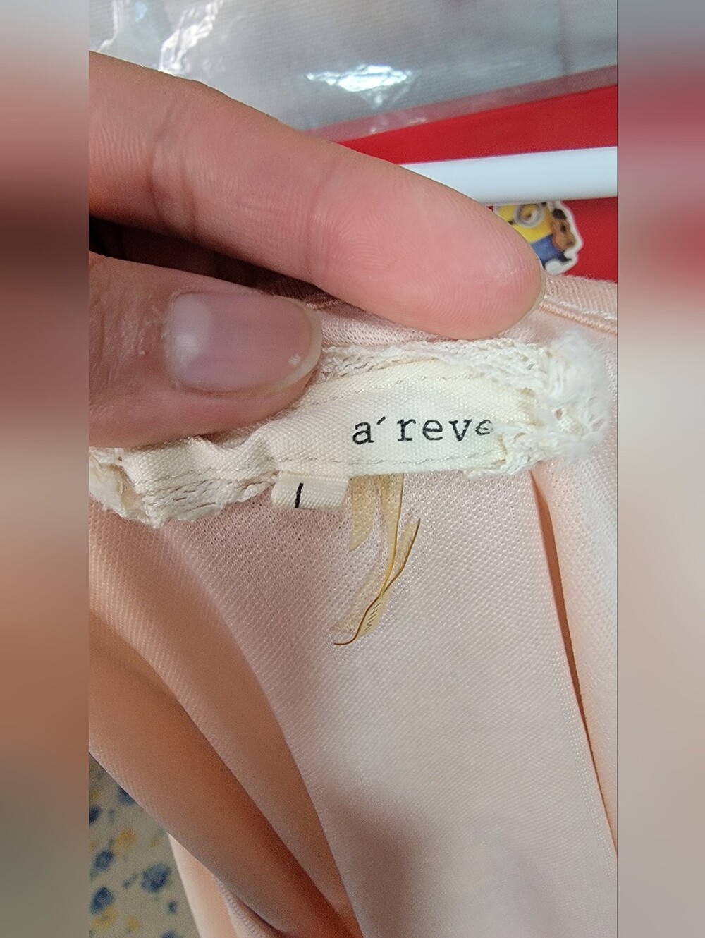 Areve Peach Lace-Embroidered Slip Midi Dress Size Large - Picture 2 of 6